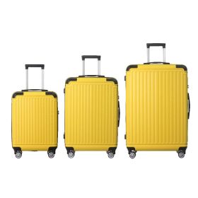 Lemon Yellow 3-Piece Premium ABS Luggage Set-20", 24", and 28" Suitcases with Multi-Position Handle, Silent Spinner Wheels