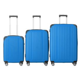 3-Piece Lightweight ABS Hardshell Luggage Set (20", 24", 26") in Deep Blue with Spinner Wheels, TSA Lock