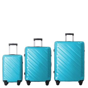 3-Piece Luggage Sets (20", 24", 28"), Suitcase with Wheels, Hardside Suitcase With Four Spinner Wheels and Scratch-Resistant Surface, Peacock Blu