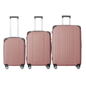3-Piece Lightweight ABS Hardshell Luggage Set (20", 24", 26") in Rice Brown with Spinner Wheels, TSA Lock