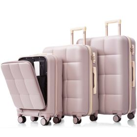 Luggage Sets 3 Piece, 20-inch with USB Port and front opening design, ABS Hard Shell Luggage with Spinner Wheels, Cup Holder