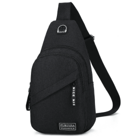 Men Women Sling Bag Chest Fanny Packs Cross Body Travel Sports Shoulder Backpack (Color: Black)