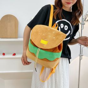 Cute Hamburger Plush Backpack Soft Cartoon Burger Plush Coin Purse Girls Kindergarten School Bookbag Children Kids Pack (Option: Large Size-Free Size)