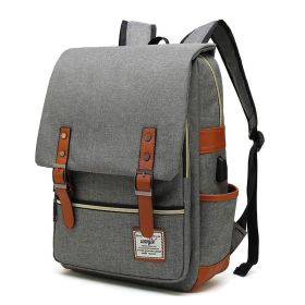 1pc Vintage Nylon Laptop Backpack With USB Charging Port, Slim Tear Resistant Business Backpack For Travel, College, School, Casual Daypack For M (Color: Grey)
