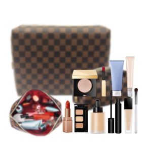Checkered Makeup Bag;  2Pcs Travel Cosmetic Bags;  Portable Toiletry Organizer for Women;  Lightweight and Waterproof Leather Toiletries Bag for (Color: B)
