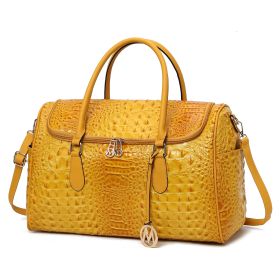 MKF Collection Rina Crocodile Embossed Vegan Leather Women Duffle Bag by Mia K (Color: Yellow, Material: Vegan Leather)
