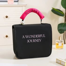 Women'S Pearl Portable Cosmetic Bag, Business Travel Hook Cosmetic Bag, Cosmetic Bag Large Capacity, Toilet Bag with Hook, Suitable for Toiletrie (Color: Black)