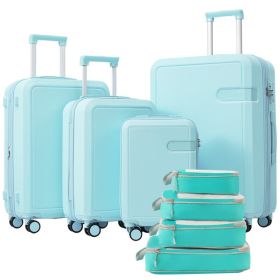 4 Piece Luggage Set with Compression Packing Cubes for Suitcase Expanable Spinner Wheels Lightweight Suitcase with TSA Lock 16 IN+20IN+24IN+28IN (Color: as picture)